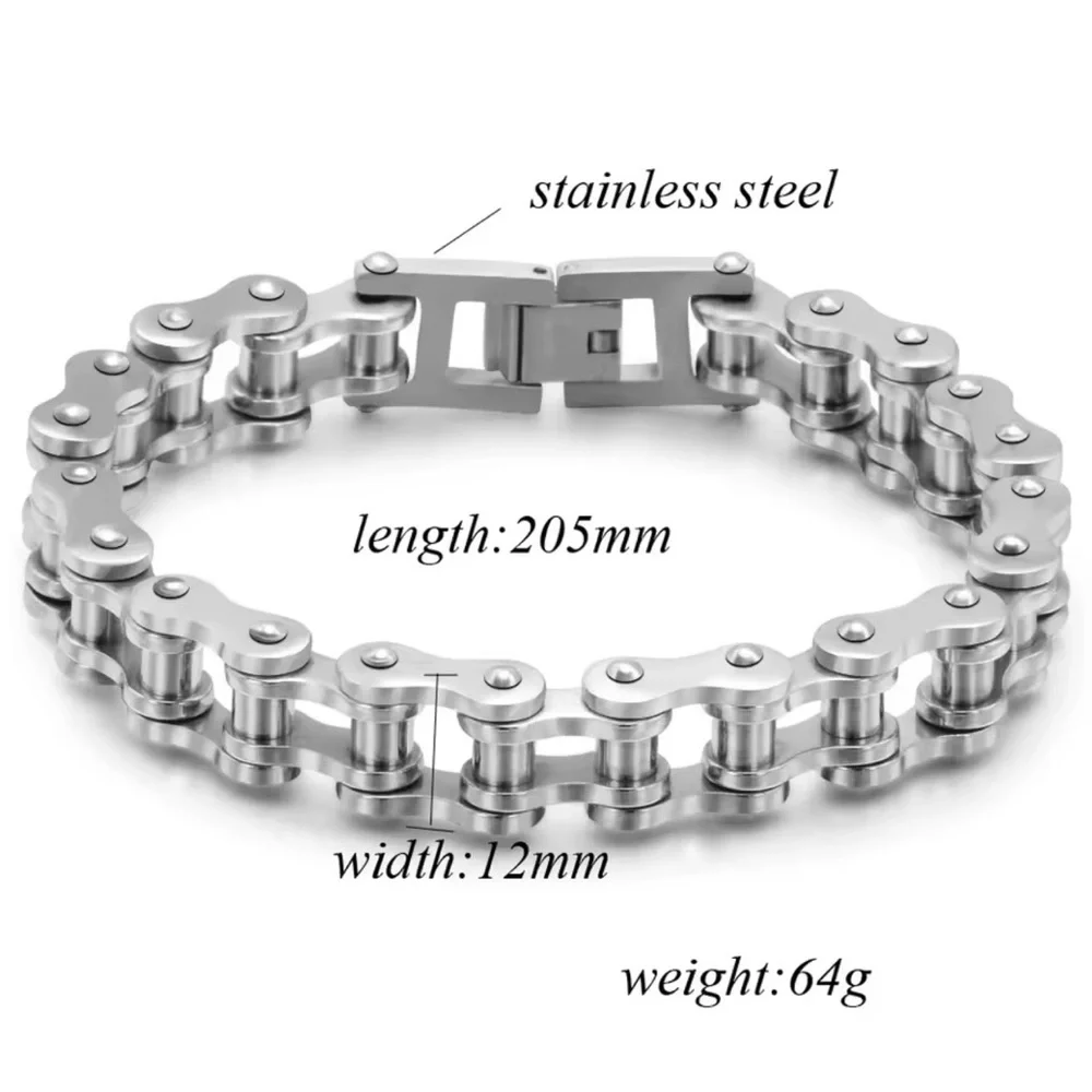 Biker 316L Stainless Steel Mens Bracelet 8” watchmaker Bracelet